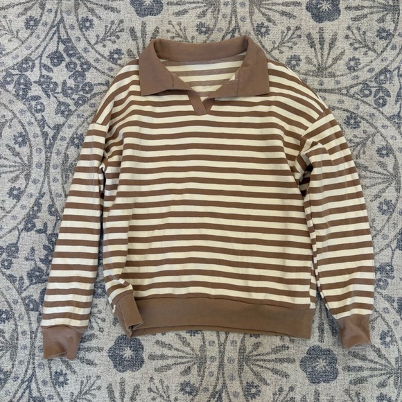 Striped Collared Sweatshirt - Picture 3 of 3
